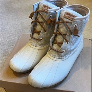Sperry Saltwater Wool duck boots in Linen
